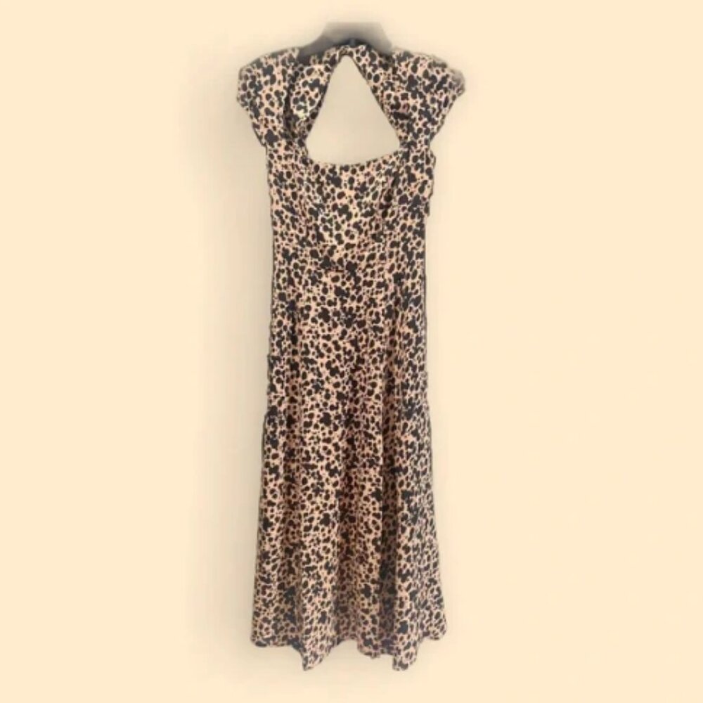 NWT Reformation Elton Abstract Animal Print Cutout Midi Dress 0, BLITZ